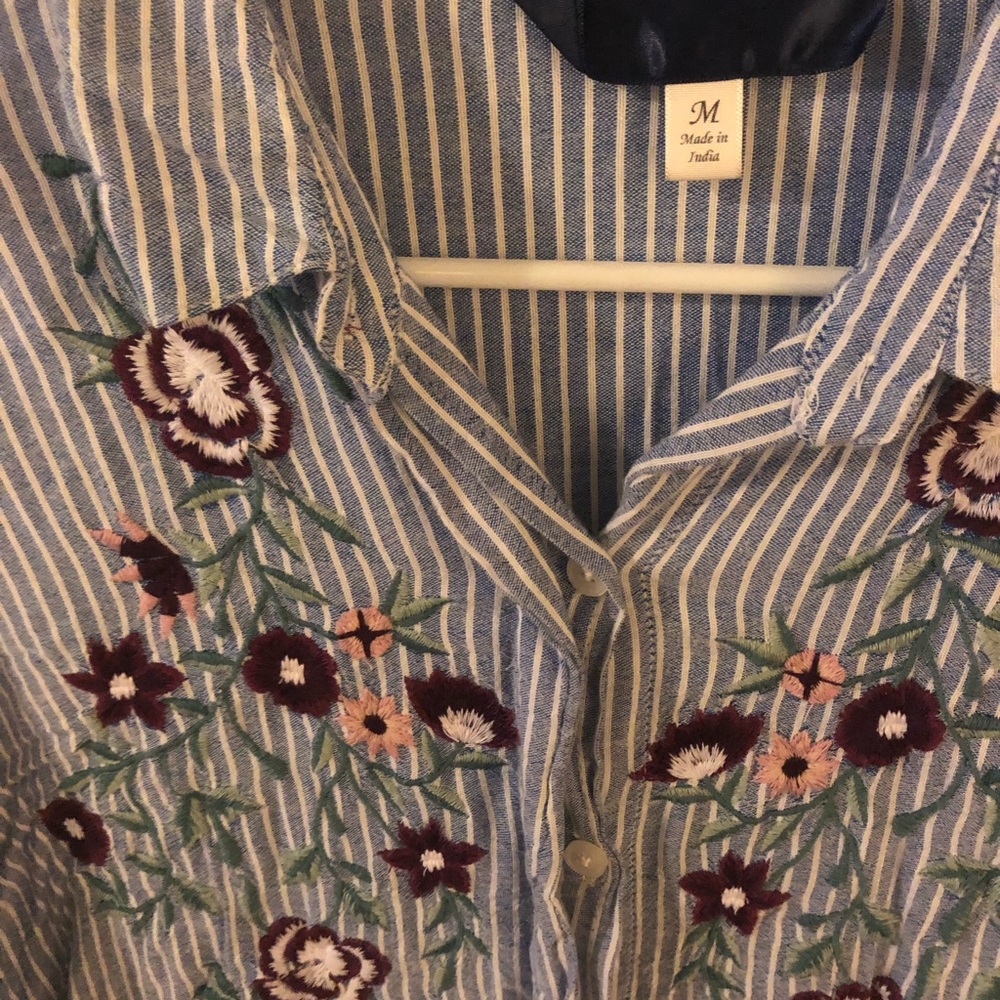 Embroidered button down